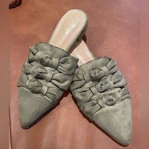 Miim green slides, mules genuine leather size 9